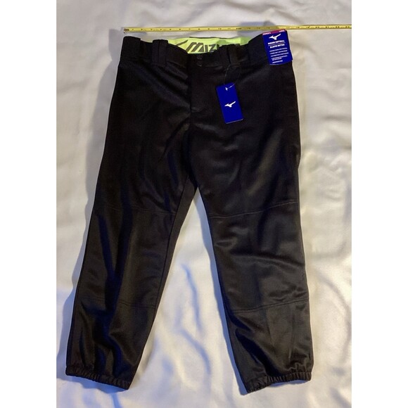 Mizuno Softball Women's L MVP Pro Black Pants Elastic Bottom Reinforced Knee - Picture 2 of 9